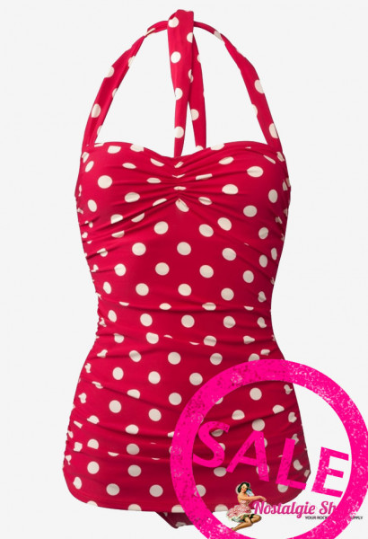 Esther Williams Swim Suit Red white dotted