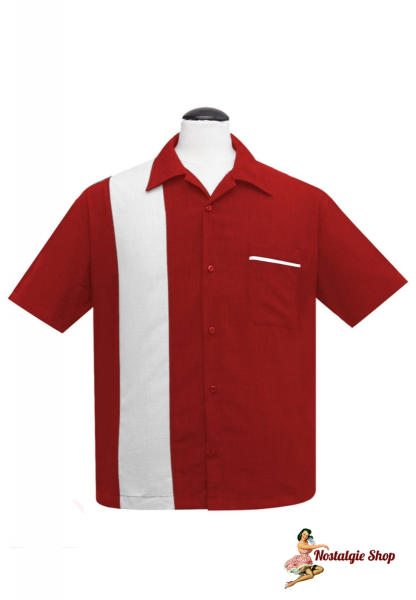 Steady Clothing Bowling Shirt - red/white single panel