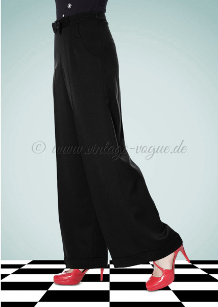 Banned 40s/ 50s pants &quot;Hidden Away&quot; - black with bow detail