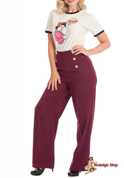 Banned - ADVENTURES AHEAD High Waisted MARLENE Hose Burgunderrot