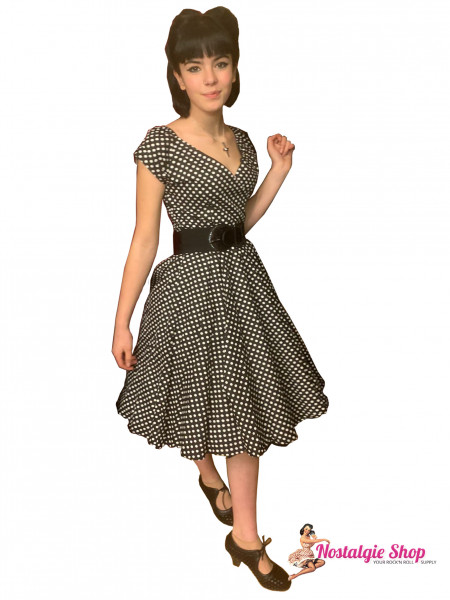 Tiki Swingkleid - Polkadot Black and White