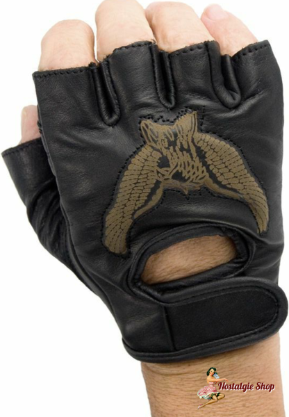 3D Adler Biker Lederhandschuhe fingerlos