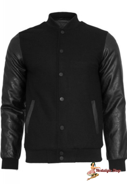 Oldschool College Jacke Black Black,Rockabilly Style