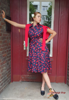 Tiki - Hemdblusenkleid Kirsche Blau Tiki - Hemdblusenkleid Kirsche Blau