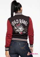 Queen Kerosin College Sweatjacke "Wild Rebel" - schwarz/rot Queen Kerosin College Sweatjacke "Wild Rebel" - schwarz/rot