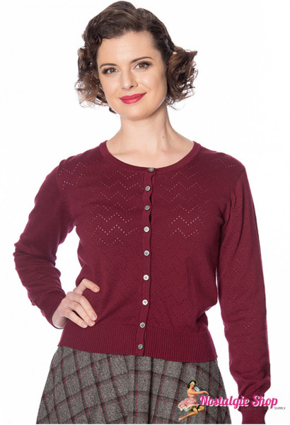 Banned Cardigan Pointelle - bordeaux