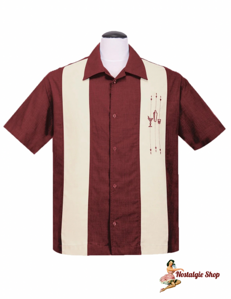 Steady - The Shake Down Bowling Shirt in Ruby/Cream