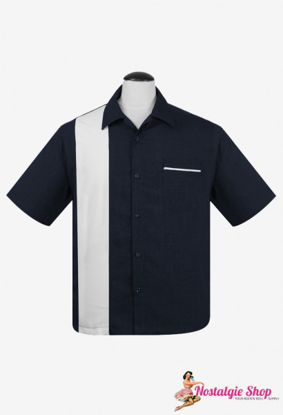 Steady Retro Bowling Shirt - Pop Check Single Panel blau
