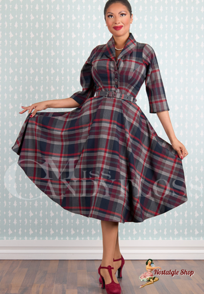 Miss Candyfloss - Lise-Abalone winter wrapped tartan swing dress