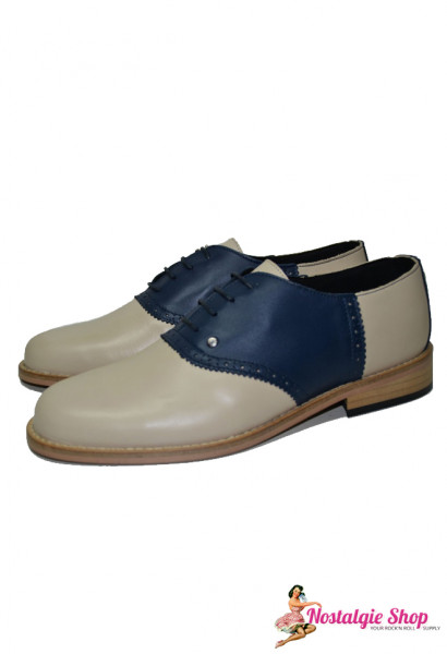 50s Style Steelground Bowling Schuhe Navy/Beige Sadde Shoes
