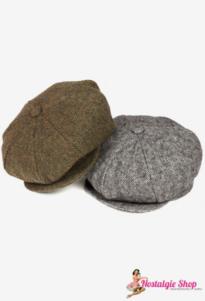 New York Hat Co. Newsboy Cap - herringbone brown or grey