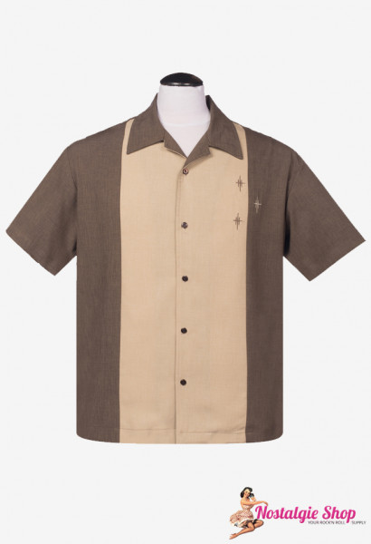 Steady Bowling Shirt - Crosshatch Coffee