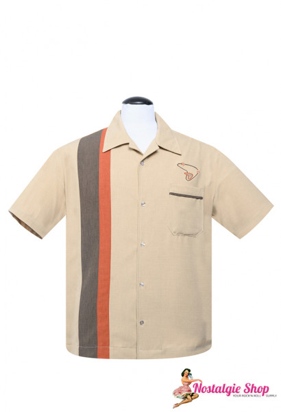 Steady Retro Bowling Shirt The Boomer Tan