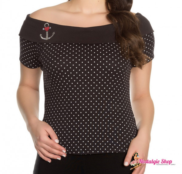 Hell Bunny Polka Dot Top "Monica" - Einzelstück Gr. 2XL