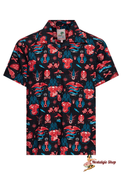 King Kerosin - HAWAIIHEMD 'KUSTOM KULTURE' IN SCHWARZ