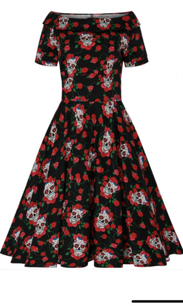 Dolly & Dotty - Rockabilly Skulls & Roses Darlene Swing Dress
