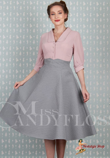 Miss Candyfloss - Olina-Silver A charming swing skirt with round pockets