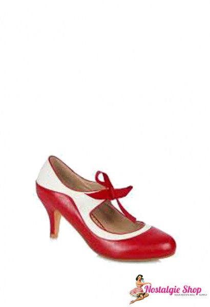 Lulu Hun Jeanie Pumps - rot weiß