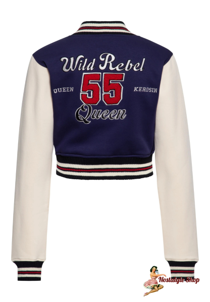 Queen Kerosin - COLLEGEJACKE 'WILD REBEL' IN BLAU