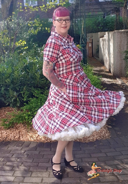 Queen Kerosin - Checked Dress Red & Off White