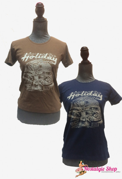 T-Shirt Tiki Holiday - blau oder braun