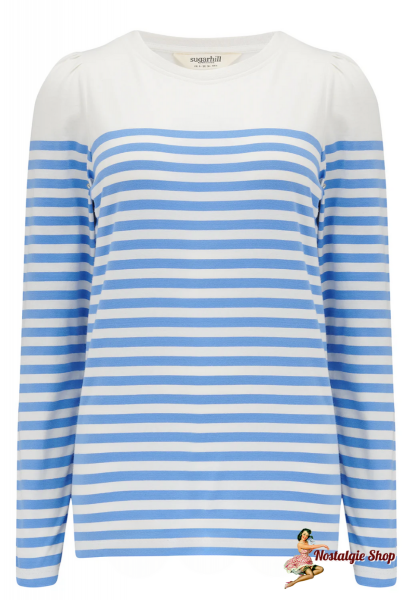 Sugarhill Brighton - Umah Jersey Top, Off White/French Blue Stripe