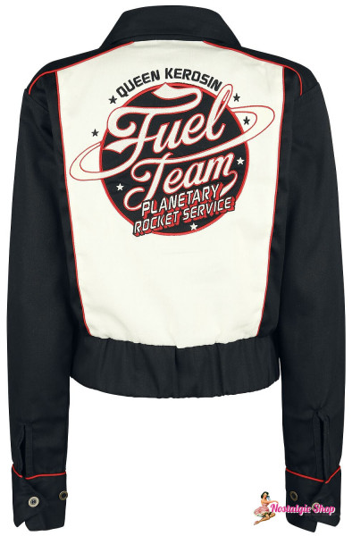 Queen Kerosin Garbadine jacket "Planetary Fuel" - ecru/black