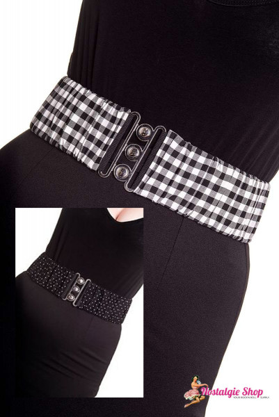 Hell Bunny stretch belt - polka dot / check