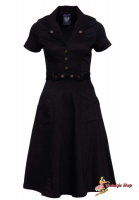 Queen Kerosin - Swingkleid black Denim Kurzarm Queen Kerosin - Swingkleid black Denim Kurzarm