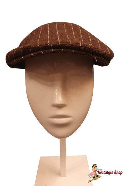 G&H - Pinstripe Flat Cap Brown