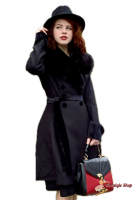 Hell Bunny - 50er Jahre Retro Vintage Winter Mantel - Simone Coat - Schwarz Hell Bunny - 50er Jahre Retro Vintage Winter Mantel - Simone Coat - Schwarz