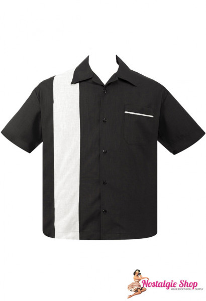 Steady Retro Bowling Shirt - Pop Check Single Panel black