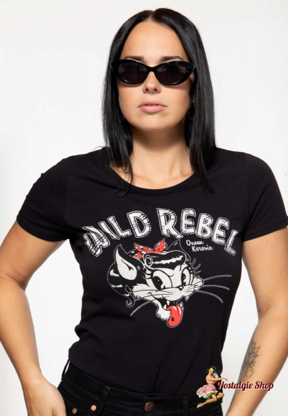Queen Kerosin - BASIC T-SHIRT »WILD REBEL« Black
