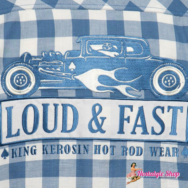 King Kerosin short sleeve shirt &quot;Loud&amp; Fast&quot; - checked with embroidery