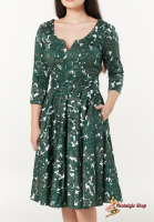 Timeless London - Tova Fit&Flare 3/4 Sleeves Midi Swing Dress in Cotton Sateen Timeless London - Tova Fit&Flare 3/4 Sleeves Midi Swing Dress in Cotton Sateen