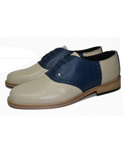 Steelground Bowling Schuhe Navy/Beige genähte Sohle