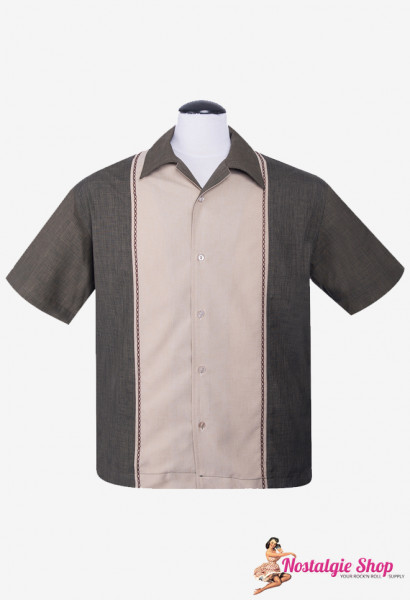Steady Bowling Shirt - Diamond Stitch oliv