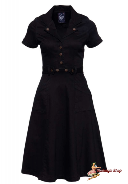 Queen Kerosin - Swingkleid black Denim Kurzarm