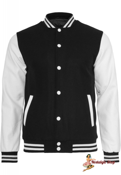 Oldschool College Jacke Black White 50er Baseball Jacket