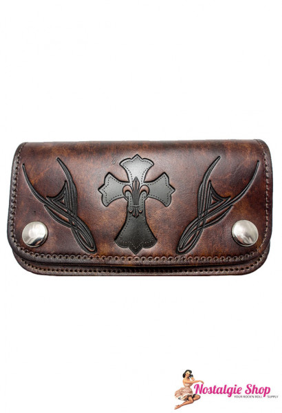 Running Bear - antique Tribal Biker Wallet with Chain