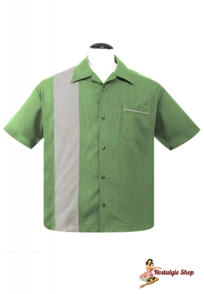 Steady Clothing Bowling Shirt - Pop Check Single Panel apple/stone