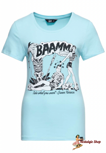 Queen Kerosin - PRINT T-SHIRT »BAMMM« Sky Blue