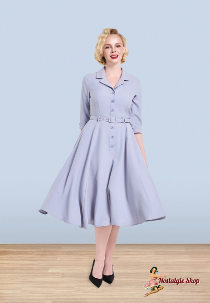Lindy Bop - Christine Flared Dress Grey 3/4