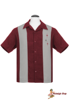 Steady Clothing - Three Star Panel Bowling Shirt in Burgundy