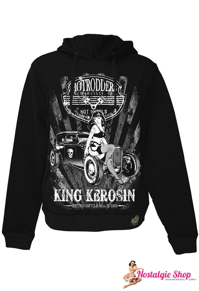 Hot Rodder Hoodie von King Kerosin in schwarz mit plakativem king kerosin hoodie herren