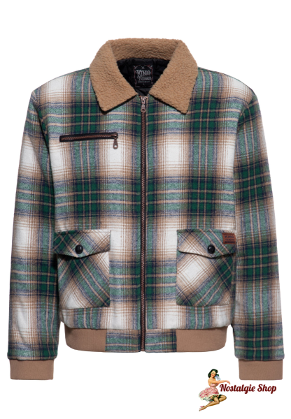 King Kerosin - WINTERJACKE Grün Teddy Kragen