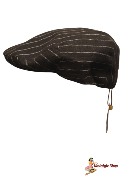 G&H - Pinstripe Flat Cap Black