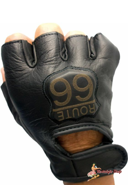 3D Route 66 Biker Lederhandschuhe fingerlos