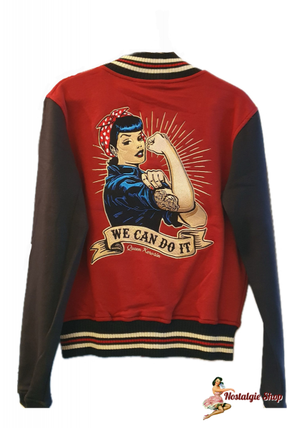 Queen Kerosin - Damen College Sweat Jacke "We Can Do It" Red