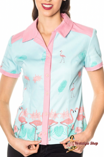 Banned - MY WAY Tropical FLAMINGO BLUSE